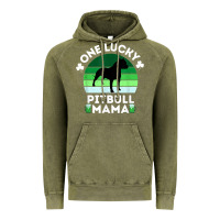 Vintage Olive funny st patrick's day one lucky pitbull mama pitbulldog t shirt Vintage Hoodie - linhVisuals