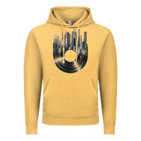 Vintage Mustard vinyl record cityscape Vintage Hoodie - linhVisuals