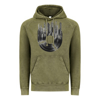 Vintage Olive vinyl record cityscape Vintage Hoodie - linhVisuals