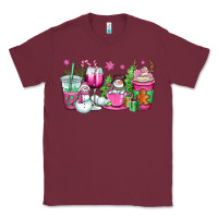 Burgundy pink christmas snowman coffee cups Classic Tee - OliviaCreatesArt