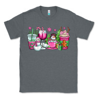 Charcoal Heather pink christmas snowman coffee cups Classic Tee - OliviaCreatesArt