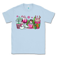 Dusty Blue pink christmas snowman coffee cups Classic Tee - OliviaCreatesArt