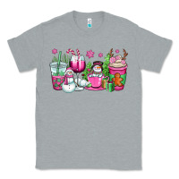 Heather Grey pink christmas snowman coffee cups Classic Tee - OliviaCreatesArt