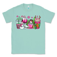 Seafoam pink christmas snowman coffee cups Classic Tee - OliviaCreatesArt