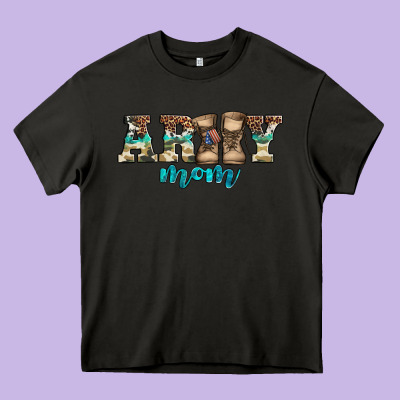 Western Camo Pattern Army Mom Heavy Core Tee Designed By Jasminsmagicworld
