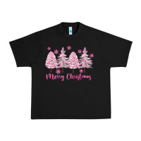 Black Merry Christmas Trees Urban Heavy Tee - FaDigitalArtStudio