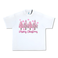 White Merry Christmas Trees Urban Heavy Tee - FaDigitalArtStudio