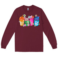 Burgundy Easter Coffee Long Sleeve Tee - CowhideDigitalArt