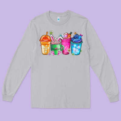 Easter Coffee Long Sleeve Tee Designed By Cowhidedigitalart