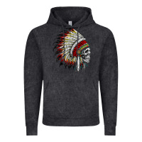 Vintage Black native american indian chief skull motorcycle headdress  t shirt Vintage Hoodie - linhVisuals