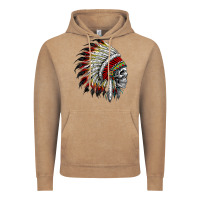 Vintage Coffee native american indian chief skull motorcycle headdress  t shirt Vintage Hoodie - linhVisuals