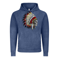 Vintage Denim native american indian chief skull motorcycle headdress  t shirt Vintage Hoodie - linhVisuals