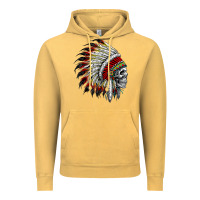 Vintage Mustard native american indian chief skull motorcycle headdress  t shirt Vintage Hoodie - linhVisuals