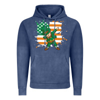 Vintage Denim dabbing leprechaun irish american flag Vintage Hoodie - linhVisuals