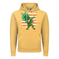 Vintage Mustard dabbing leprechaun irish american flag Vintage Hoodie - linhVisuals