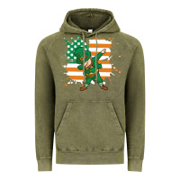 Vintage Olive dabbing leprechaun irish american flag Vintage Hoodie - linhVisuals