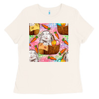Bone Easter Bunny With Hamper Seamless Pattern Ladies Tee - BundleAndBundleShop