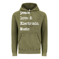 Vintage Olive peace love & electronic music  edm techno t shirt Vintage Hoodie - linhVisuals