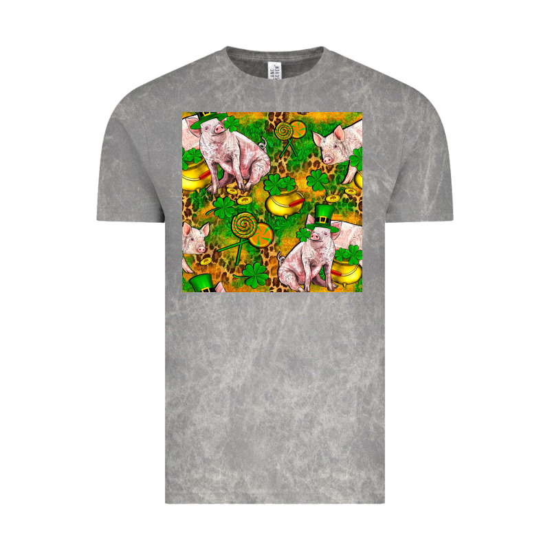 St Patricks  Day Pig With Candy And Pot Of Gold  Seamless Pattern Vintage Tee by FaDigitalArtStudio | Teevron