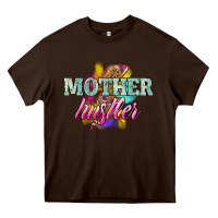 Chocolate Brown Mother hustler lightning bolt mother's day Heavy Core Tee - HowdyJamesFarm