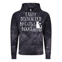 Cloud Black easily distracted by cats and books   cute book lover t shirt Vintage Hoodie - linhVisuals