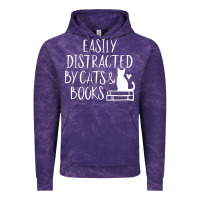 Cloud Purple easily distracted by cats and books   cute book lover t shirt Vintage Hoodie - linhVisuals