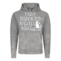 Cloud Rock easily distracted by cats and books   cute book lover t shirt Vintage Hoodie - linhVisuals