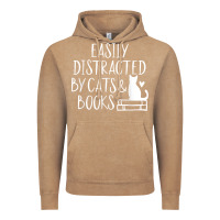 Vintage Coffee easily distracted by cats and books   cute book lover t shirt Vintage Hoodie - linhVisuals