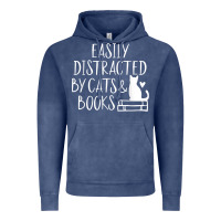 Vintage Denim easily distracted by cats and books   cute book lover t shirt Vintage Hoodie - linhVisuals