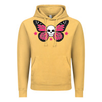 Vintage Mustard butterfly skull Vintage Hoodie - linhVisuals