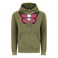 Vintage Olive butterfly skull Vintage Hoodie - linhVisuals