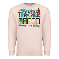 Pale Pink battery life of a teacher monday friday Premium Sweatshirt - RanaPortraitStore