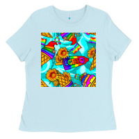 Baby Blue Pride lgbtq ice cream and sunflowers seamless Ladies Tee - BundleAndBundleShop