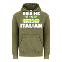 Vintage Olive kiss me im italian t  shirt kiss me i'm irish italian patriotic st pat Vintage Hoodie - linhVisuals
