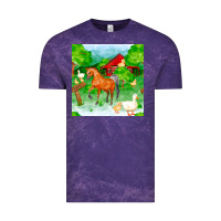 Cloud Purple farm life seamless pattern Vintage Tee - FaDigitalArtStudio