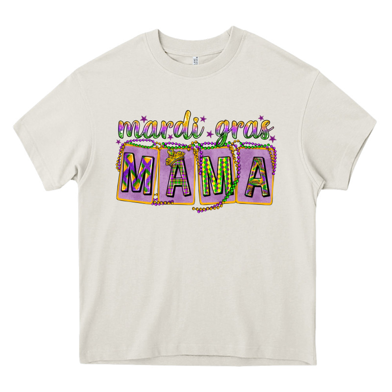 Mardi Gras Mama With Beads Mother's Day Heavy Core Tee by HowdyJamesFarm | Teevron