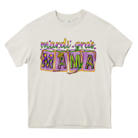Cream Mardi gras mama with beads mother's day Heavy Core Tee - HowdyJamesFarm