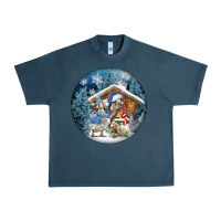 Midnight Navy Winter Farm Animals Urban Heavy Tee - FaDigitalArtStudio