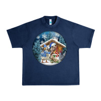Navy Winter Farm Animals Urban Heavy Tee - FaDigitalArtStudio