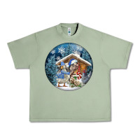 Oil Green Winter Farm Animals Urban Heavy Tee - FaDigitalArtStudio