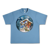 Pebble Blue Winter Farm Animals Urban Heavy Tee - FaDigitalArtStudio