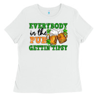 White everybody in the pub gettin tipsy Ladies Tee - FaDigitalArtStudio