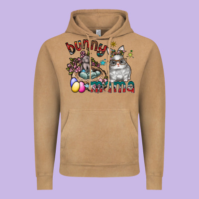 Bunny Mama Vintage Hoodie Designed By Cowhidedigitalart