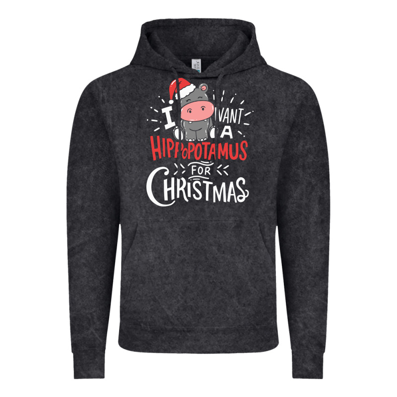 I Want Hippopotamus For Christmas Hippo Xmas Gift Vintage Hoodie by linhVisuals | Teevron