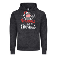 Vintage Black i want hippopotamus for christmas hippo xmas gift Vintage Hoodie - linhVisuals