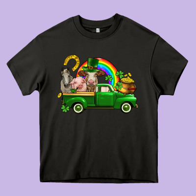 St. Patrick's Day Farm Animals Heavy Core Tee Designed By Cowgirlartshop
