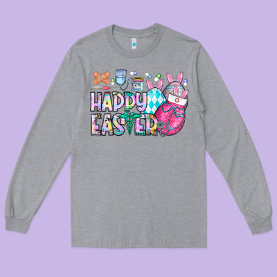Happy Easter Nurse Long Sleeve Tee Designed By Cowhidedigitalart