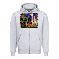 Heather Grey bad witch vibes Zipper Hoodie - JahusDesignShop