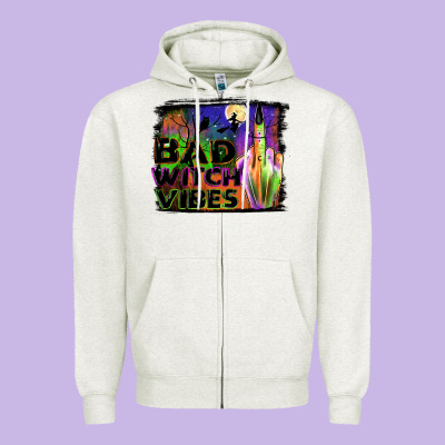 Bad Witch Vibes Zipper Hoodie Designed By Jahusdesignshop