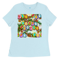 Baby Blue Happy Easter Seamless Pattern Ladies Tee - BundleAndBundleShop